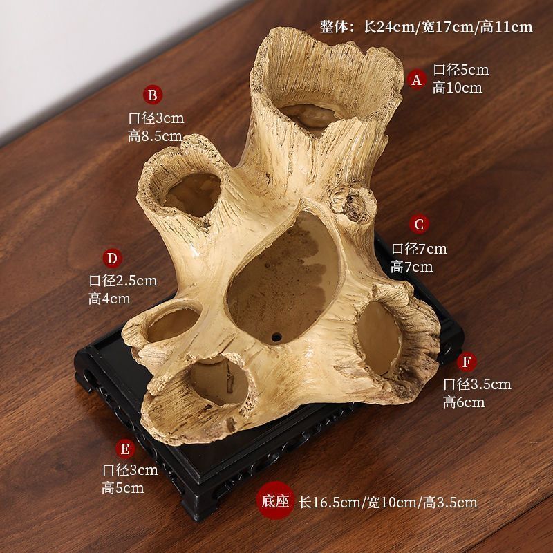 베이스가 있는 모조 가지 나무 세면대 장식품
