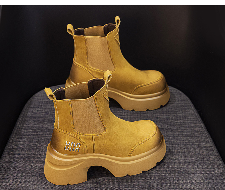 Giày boot Martin đế dày tăng chiều cao nữ phong cách Anh quốc — M2956-1 plus nhung vàng, M2956 lớp lót đơn màu nâu, M2956-1 plus nâu nhung, M2956 đơn màu vàng chi tiết 15
