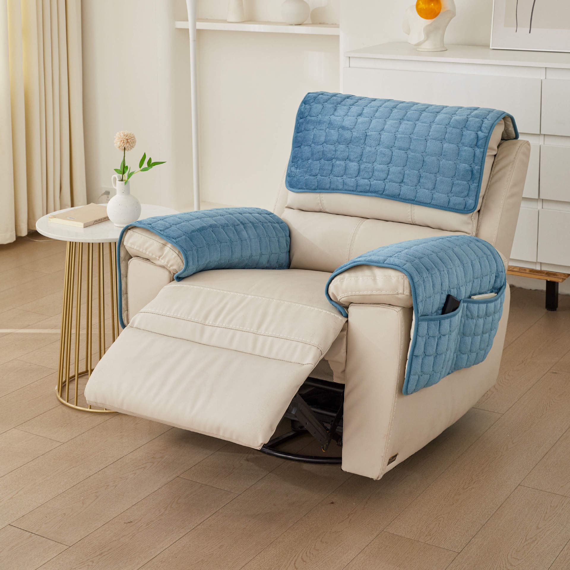 Headrest Cushion And Armrest Cover Three Piece Set For Sofa_voghion.com