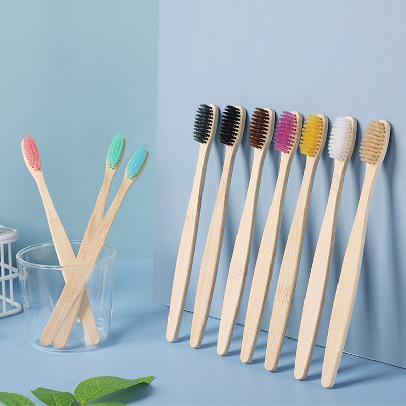 Cross-Border single bamboo toothbrush set natural bamboo toothbrush flat set of ten bamboo products toothbrush