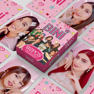 92 Pieces of Bini Lomo Card Girl Group Chain Ins Support Photo Card Mini Sticker Collection Double-Sided Star Greeting Card