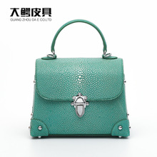 珍珠鱼皮女士手提包时尚潮流真皮包包魔鬼鱼皮单肩斜挎包跨境批发