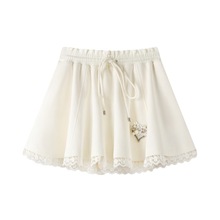 现货2025秋季新款爱心刺绣荷叶边钉珠抽绳A字半身裙 FF25Q11SS084