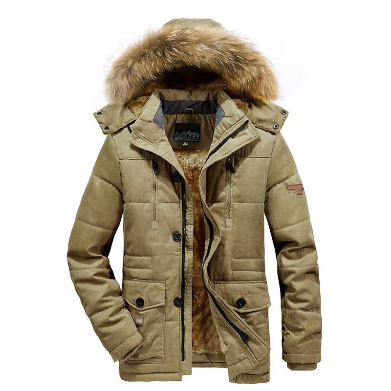 Men's Clothing mid length cotton coats for men, plus velvet, thickened, large size, middle aged and elderly warm cotton coats, hooded jacket_voghion.com