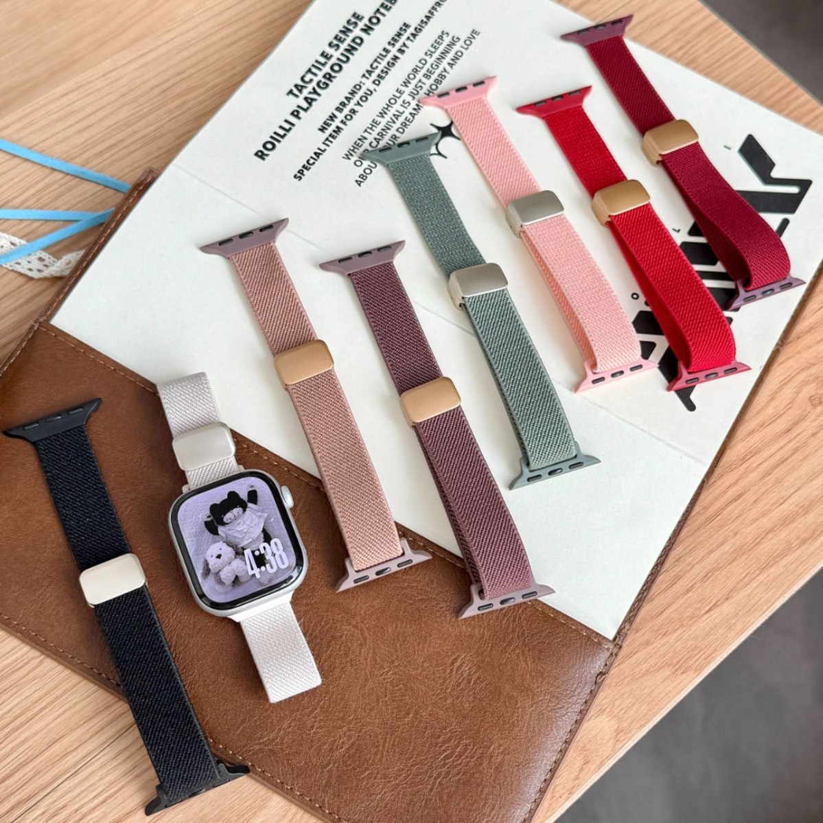 Thin Plain Magnetic Buckle Woven Watch Strap Suitable for Apple Watch iWatch 11Th Generation 10/987Ultrase