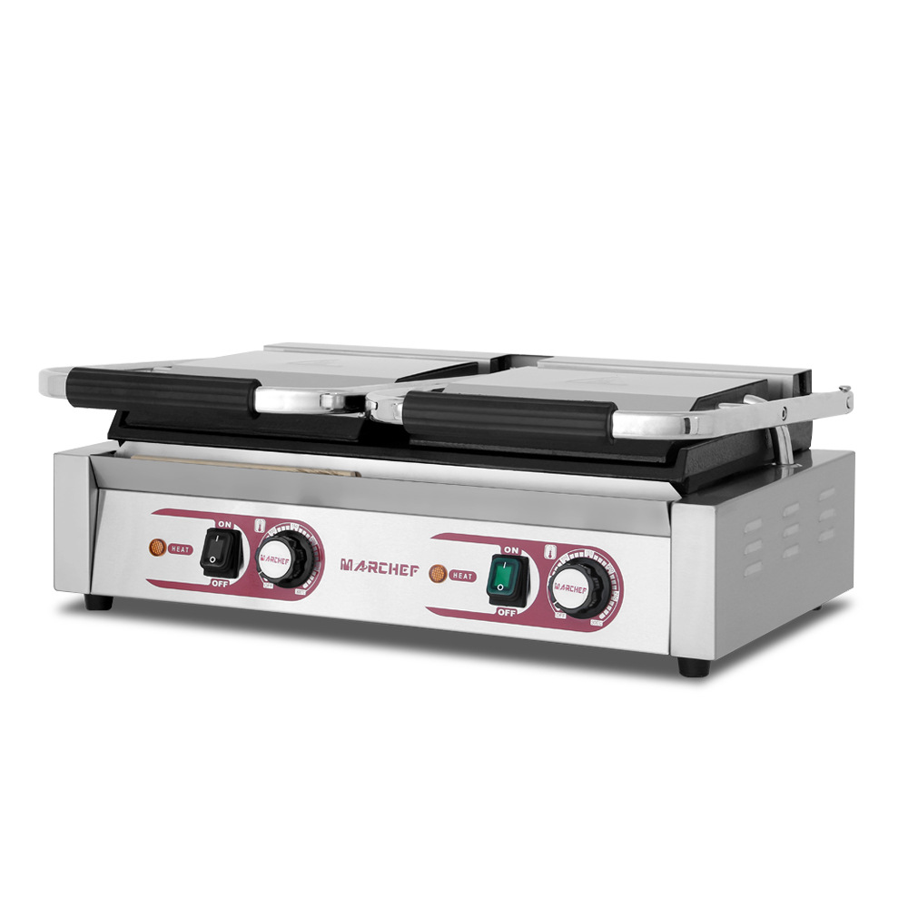 商用多功能电热上下全平双面加热压板扒炉牛扒机三明治帕尼尼机