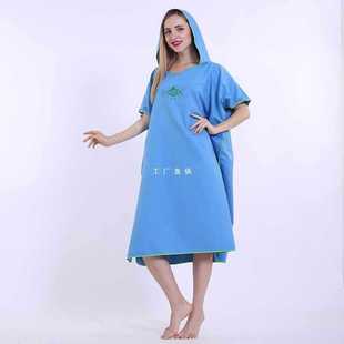✅ Couple Men and Women Quick-Drying Bathrobe Beach Changing Hooded Absorbent Cloak Can Be Worn Hooded Bath Towel Seaside Cloak Travel