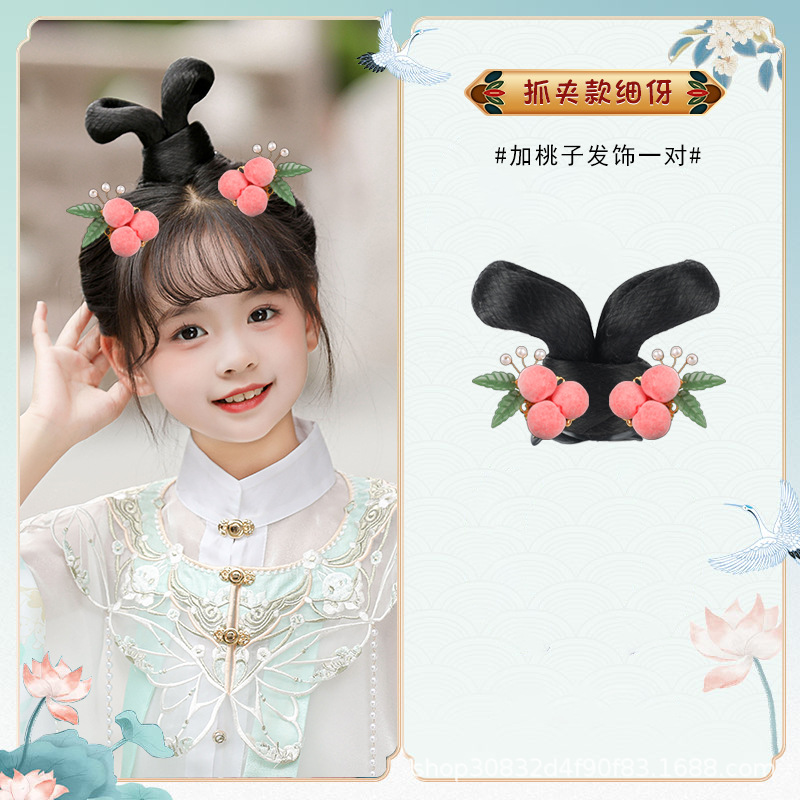 얇은 클립 + 복숭아 헤어 액세서리 한 쌍