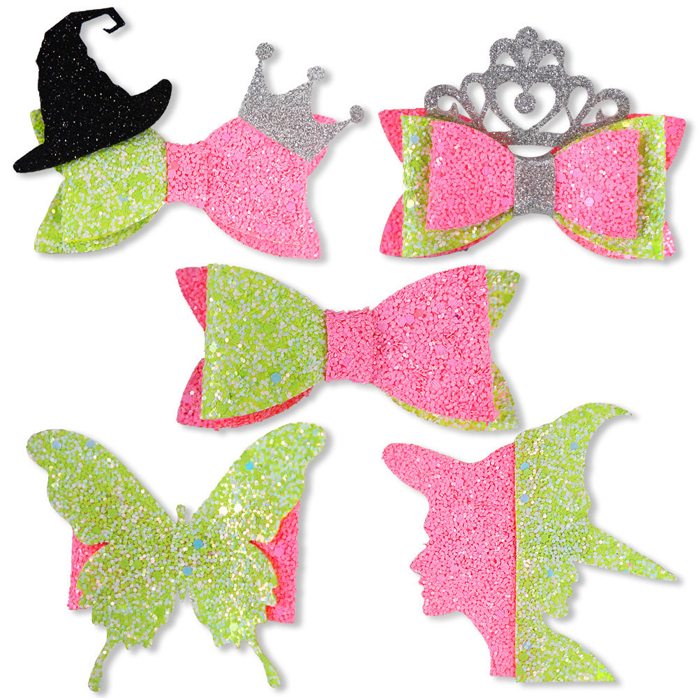 Malos brujos mágicos brocas de pelo rosa verde arco borde brocas de cabeza WICHED tema decoración de fiesta de cumpleaños brocas de boca de pato
