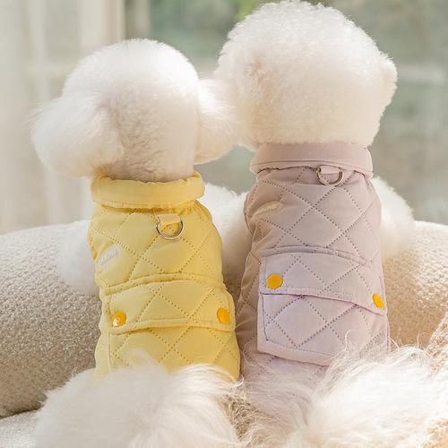 Autumn and winter small dog clothes thickened vest Teddy Bichon small dog traction cat pet warm clothing