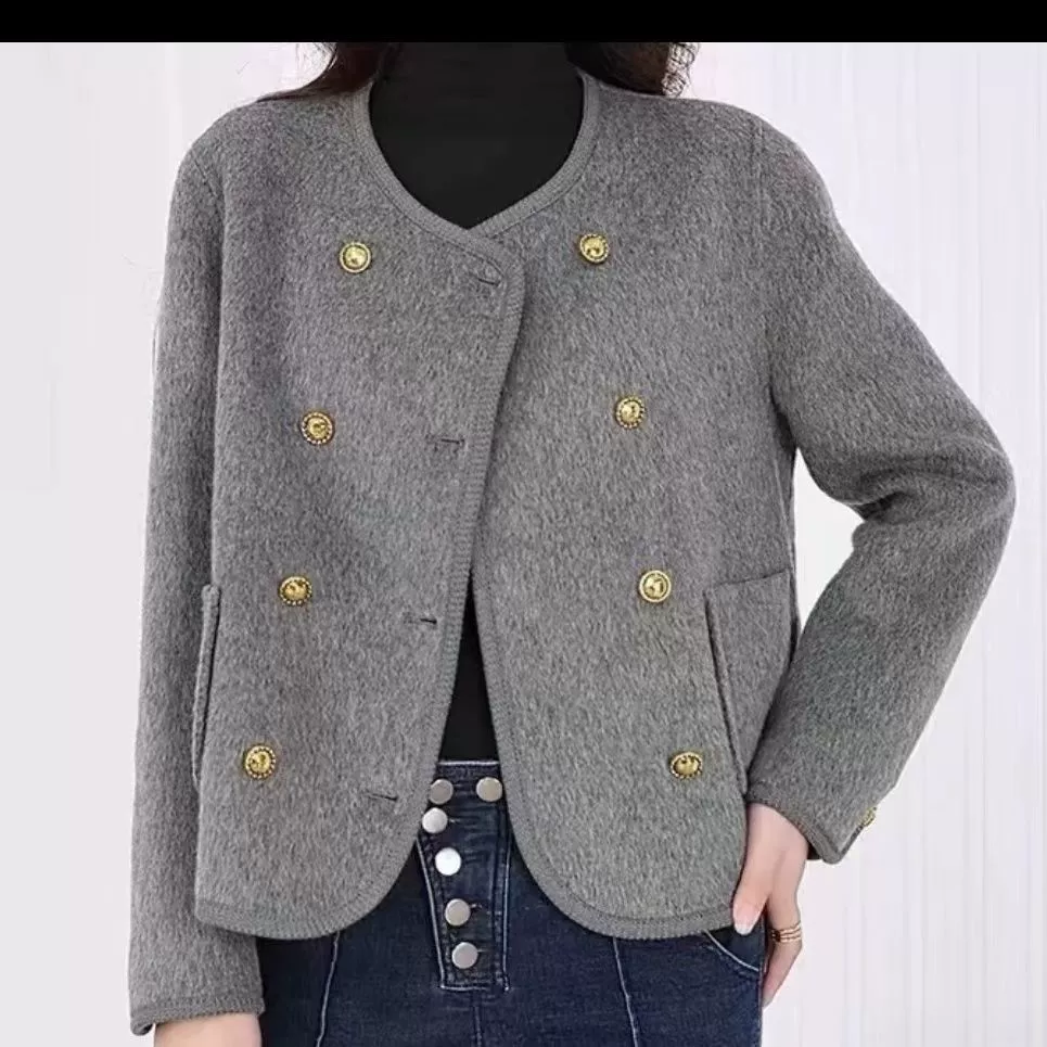 Демисезонное двустороннее короткое шерстяное пальто в стиле Chanel, для подростков