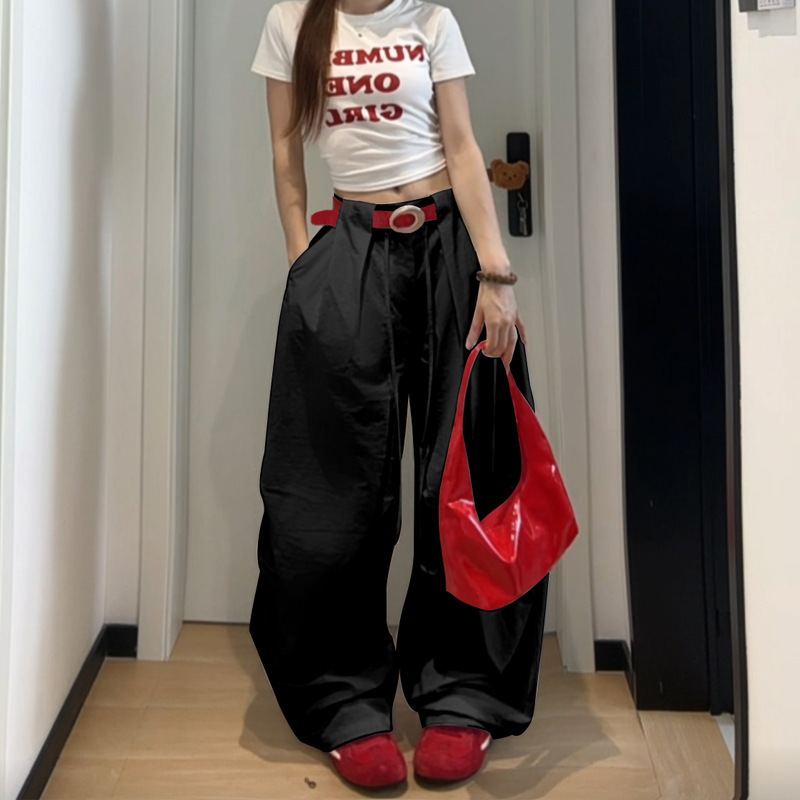 人気のワイドレッグブレードパンツ レディース 春秋2025新作 ゆったりとした着心地 多彩なコーデ 夏 カジュアルスポーツパンツ|undefined