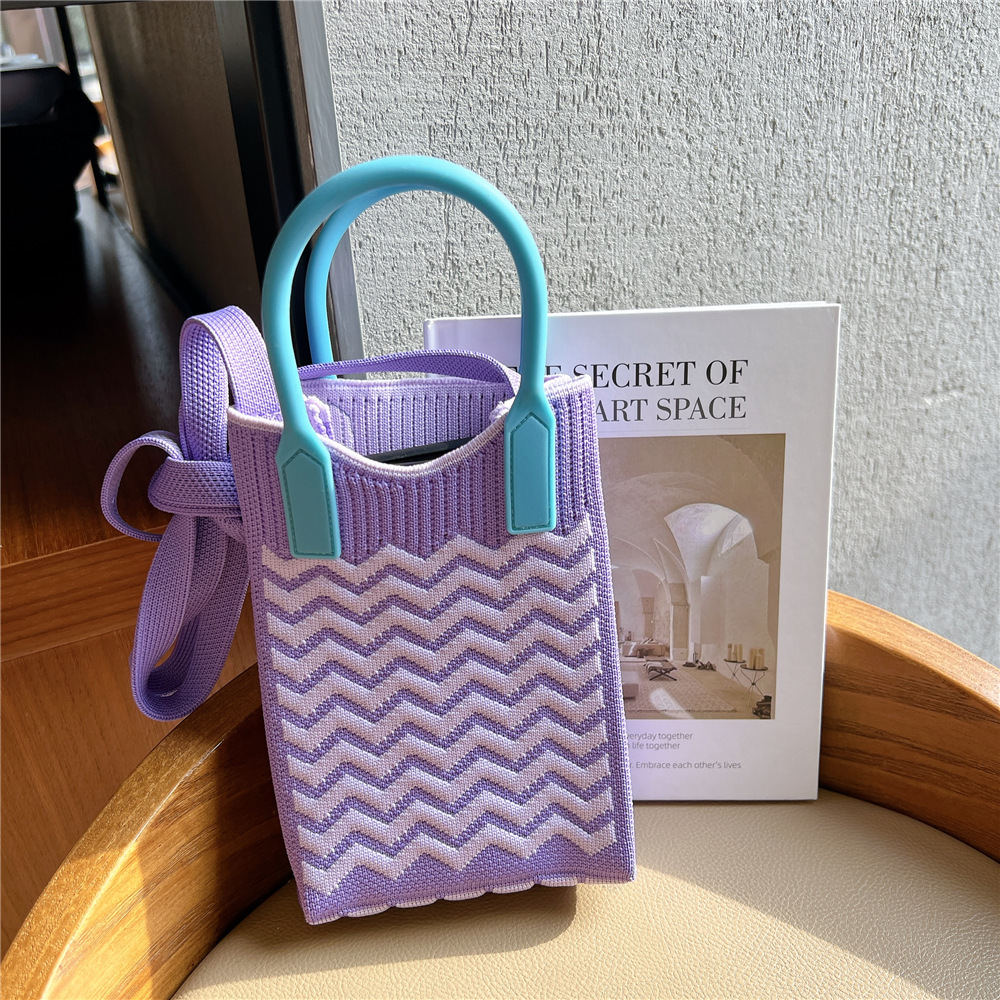 Bolsa de teléfono móvil Plaid bolsa de mensajero de las mujeres Mini pequeño bolso pequeño lindo ligero cuatro estaciones bolso de punto