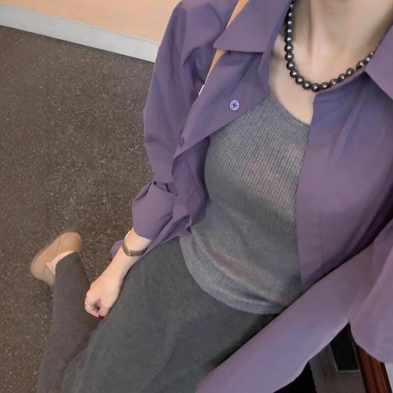 Long-Sleeved Purple Shirt Jacket Women's Spring & Fall New Loose Shirt 2025 Hot Style High-End French Style Top Long-Sleeved Purple Shirt Jacket Women's Spring & Fall New Loose Shirt 2025 Hot Style High-End French Style Top