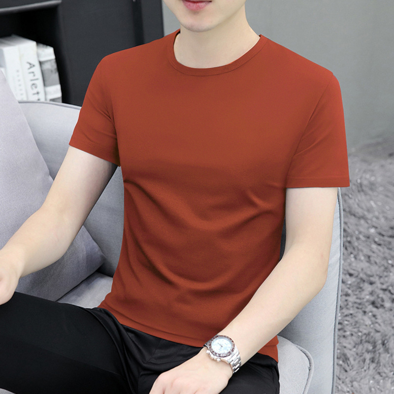 メンズ半袖Tシャツ2025新作夏白ラウンドネック無地シンプル万能Tシャツ半袖ボトムストップス|undefined