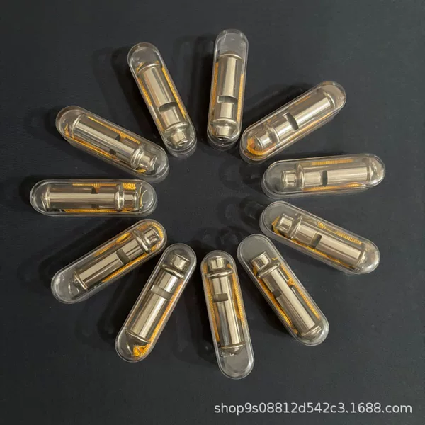 Cylindrical metal whistle is durable and has a unique, loud sound, suitable for outdoor gatherings and sports competitions