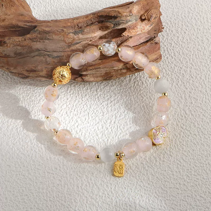 批发天然香灰琉璃手串平安扣福牌吊坠云朵新中式时尚百搭女手链