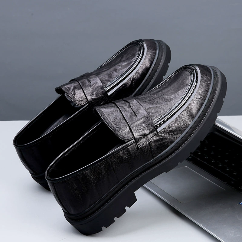 Мужские весенние модные повседневные кожаные туфли из натуральной кожи, универсальные лоферы, черные модные ленивые туфли, лоферы без шнуровки