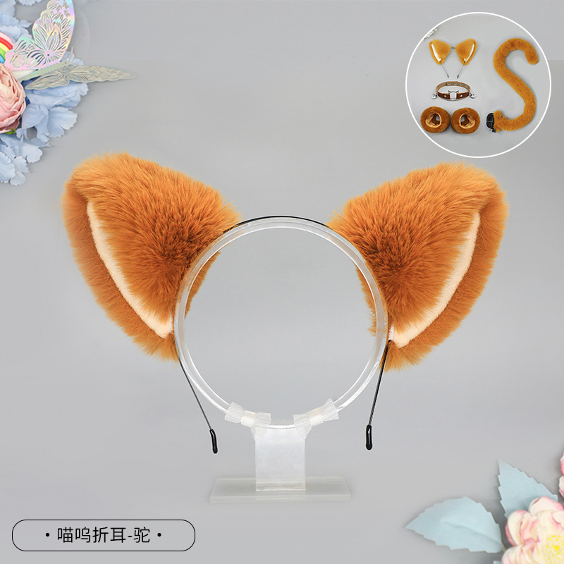 De una sola pieza hecha a mano de peluche Lolita diadema de oreja de gato KC accesorios para el cabello bestia oído tocado Fox oreja horquilla