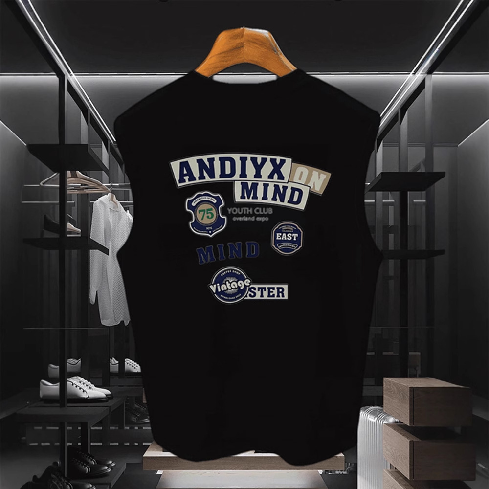 Ärmelloses Herren-T-Shirt aus reiner Baumwolle mit Print – trendiges, lässiges Sport-Shirt mit lockerer Passform und kurzen Ärmeln für den Sommer_voghion.com
