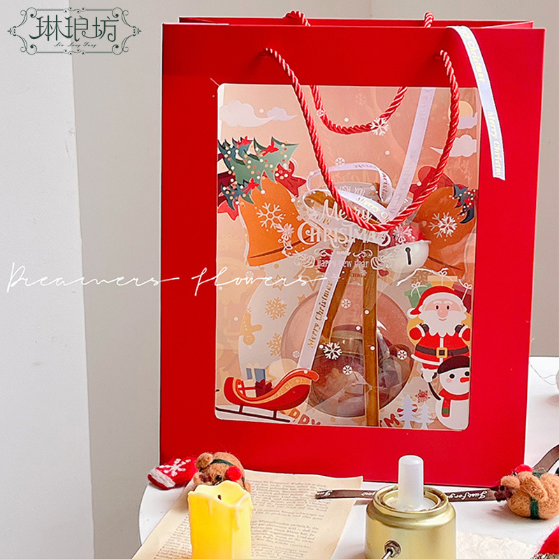 Bolso DE LA VENTANA DE Navidad 21 nueva tienda de flores material de embalaje floral regalo bolso de mano embalaje de fruta segura