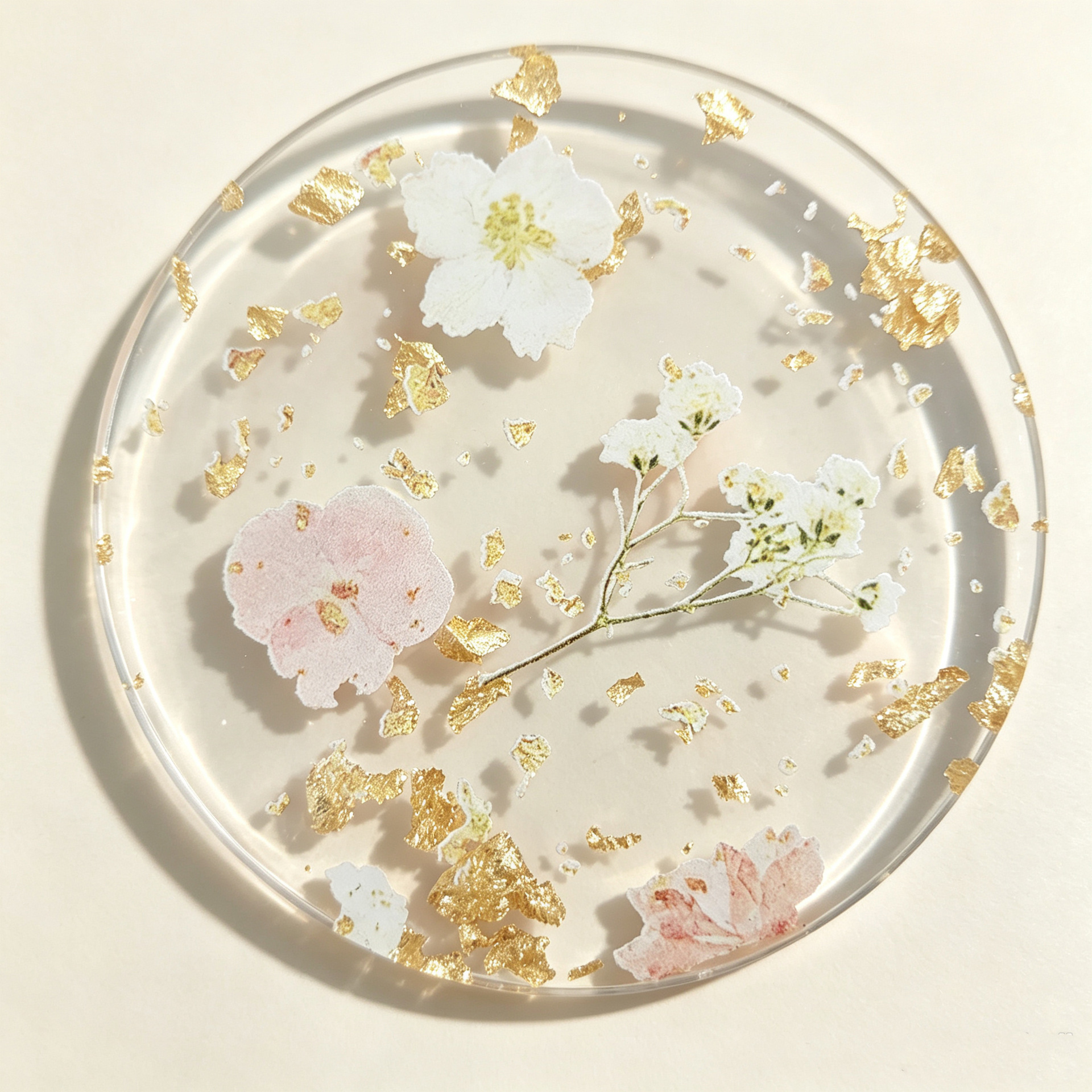 Trendy and stylish handmade real flower acrylic coasters, transparent dry flower heat insulation pads, decorative gift for best friends