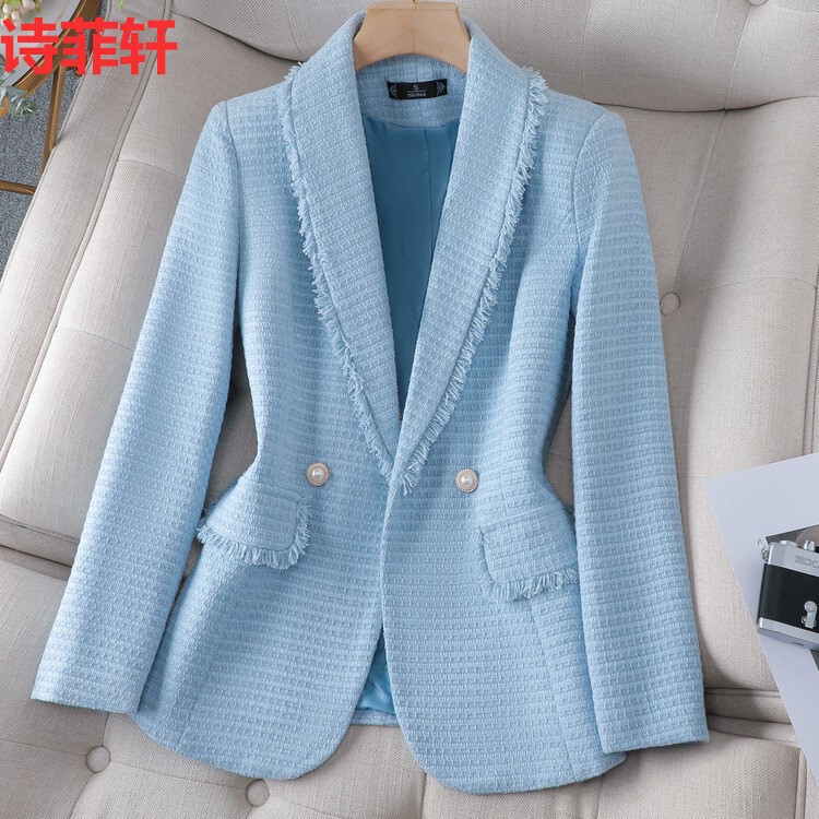 White Chanel Style Suit Jacket Women's 2023 New High-end Sense Top Elegant Tweed Suit Socialite White Chanel Style Suit Jacket Women's 2023 New High-end Sense Top Elegant Tweed Suit Socialite