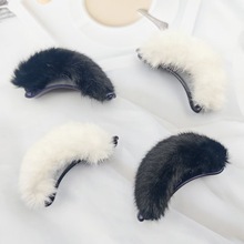 秋冬新款毛毛扭扭夹发饰后脑勺侧边发夹头饰时尚高级感毛绒发卡子