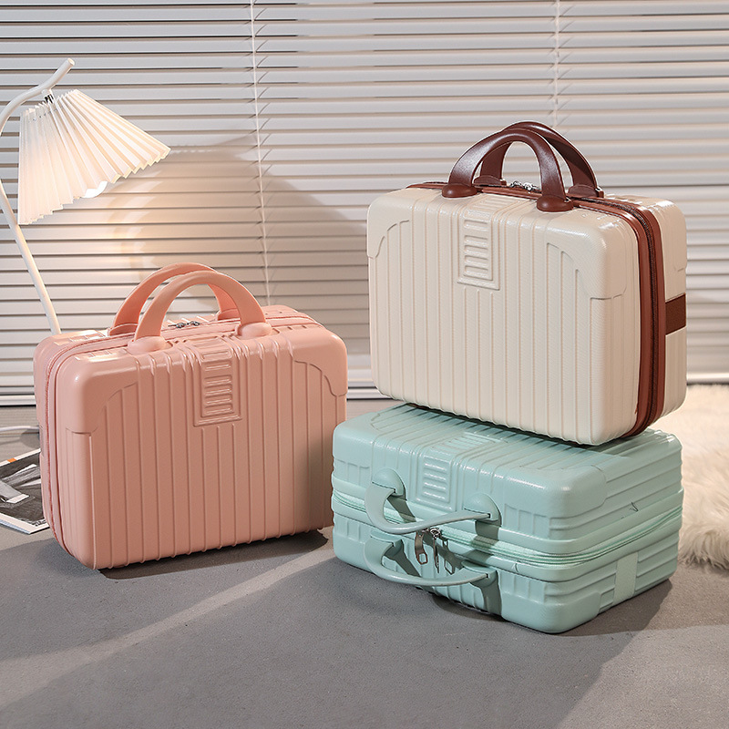 Maleta roja para mujer pequeña y liviana maleta de 14 pulgadas, maleta cosmética, maleta, contraseña, caja de regalo, almacenamiento