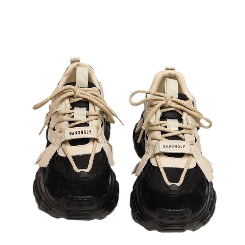 New Women's Shoes, Mid-High Heel, High-End Korean Campus Style, 2024 Spring New Mesh Surface Breathable Trendy Women's Shoes