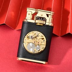CHIEF Leader Kerosene Lighter Gear Linkage Retro Grinding Wheel Creative Personalized Leather-Laminated Watch Core Lighter