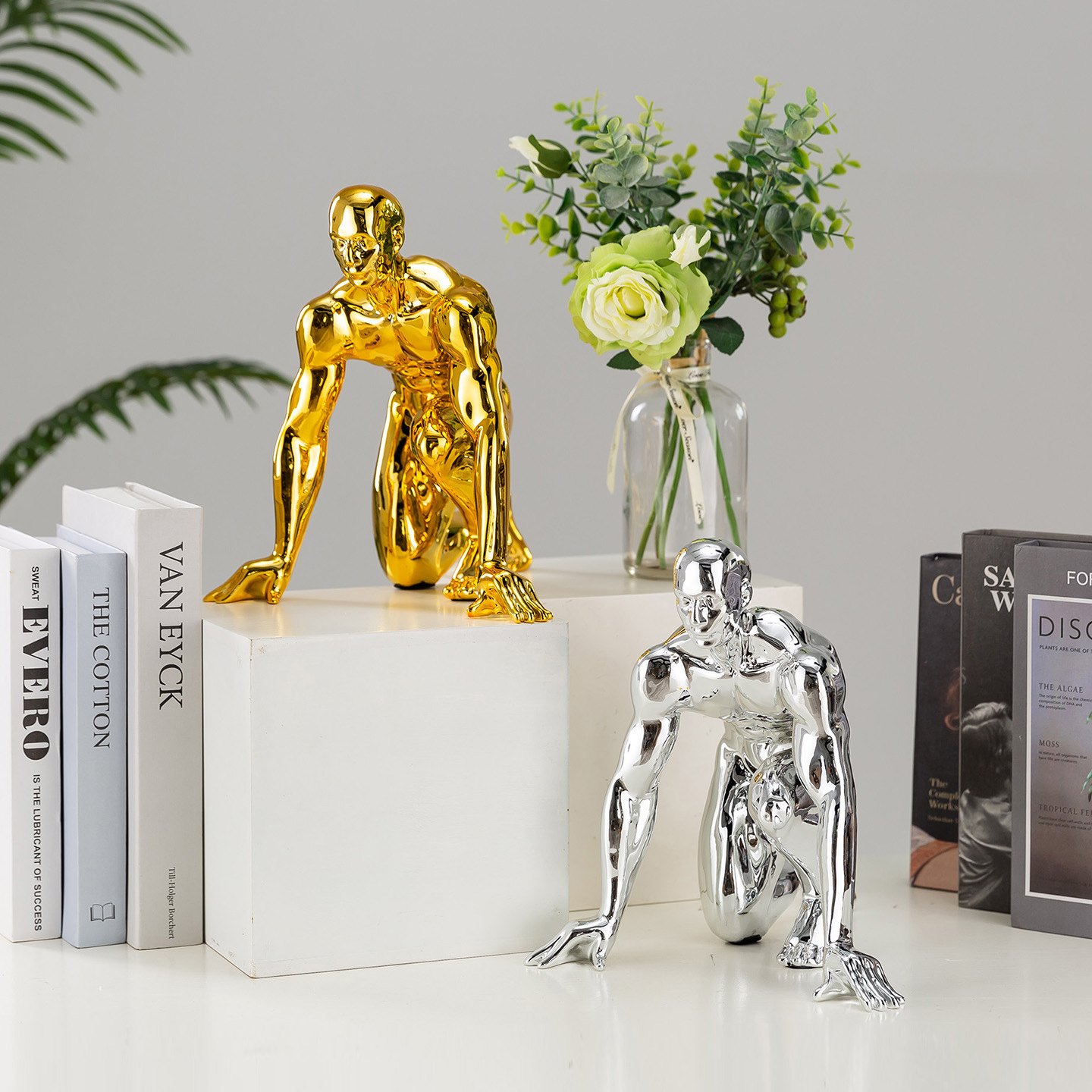 Decoración masculina de galvanoplastia de lujo ligero moderno, sentido tecnológico, sala de estar, porche, TV, gabinete de vino, decoración de escritorio de oficina