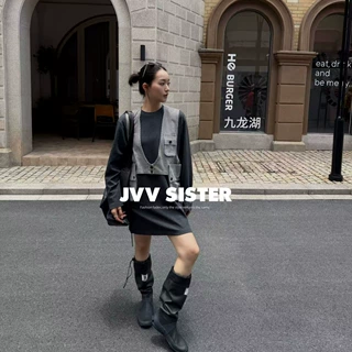 JVV十三行2026秋季新款马甲连衣裙套装女韩系休闲时尚两件套91202