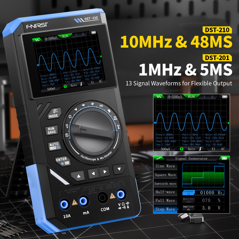 FNIRSI DST210 スリーインワン 4 1/2 デジタルマルチメータ 10M 帯域幅オシロスコープ信号発生器|undefined