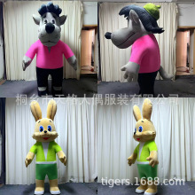 长耳兔子充气人偶服装大灰狼卡通人偶服装俄罗斯动画玩偶服人偶装