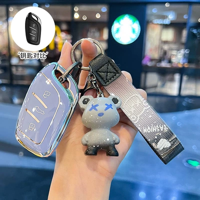 Car key bag: Female Mg5 Car 6 Button 6 - model-a-grey-blue-single-shell-chameleon-buckle