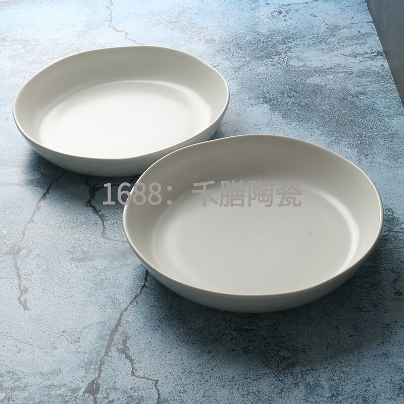 Brand Exclusive】Matte White Household Ceramic Deep Dish Plate【High-End New Bone China】Irregular-Shaped Dinnerware Plate Brand Exclusive】Matte White Household Ceramic Deep Dish Plate【High-End New Bone China】Irregular-Shaped Dinnerware Plate
