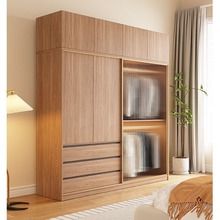 实木衣柜家用卧室推拉门衣柜小户型储物柜靠墙衣柜简易衣柜经济型