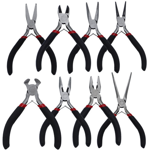4.5-inch pointed and slant-nose mini pliers 8-piece set DIY handmade pliers mini jewelry pliers set