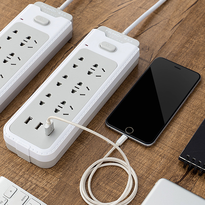 有线排插电源插线板 独立开关办公室插板 口带USB充电插座