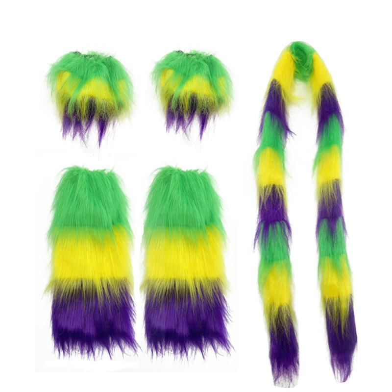 2025 Mardi Gras fiesta de carnaval Brasil Halloween fiesta de carnaval tricolor correa de pelo conjunto de corbata