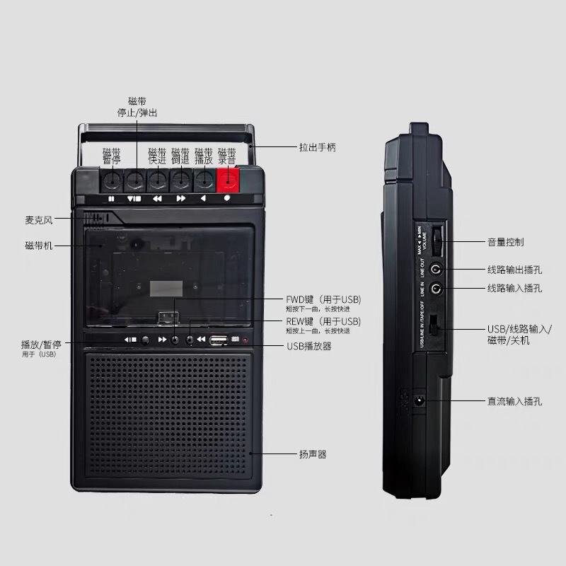 Baiyin ボックス工場直販ポータブルテーププレーヤー Bluetooth U ディスクプレーヤーレトロカセットプレーヤーポータブルサウンド|undefined