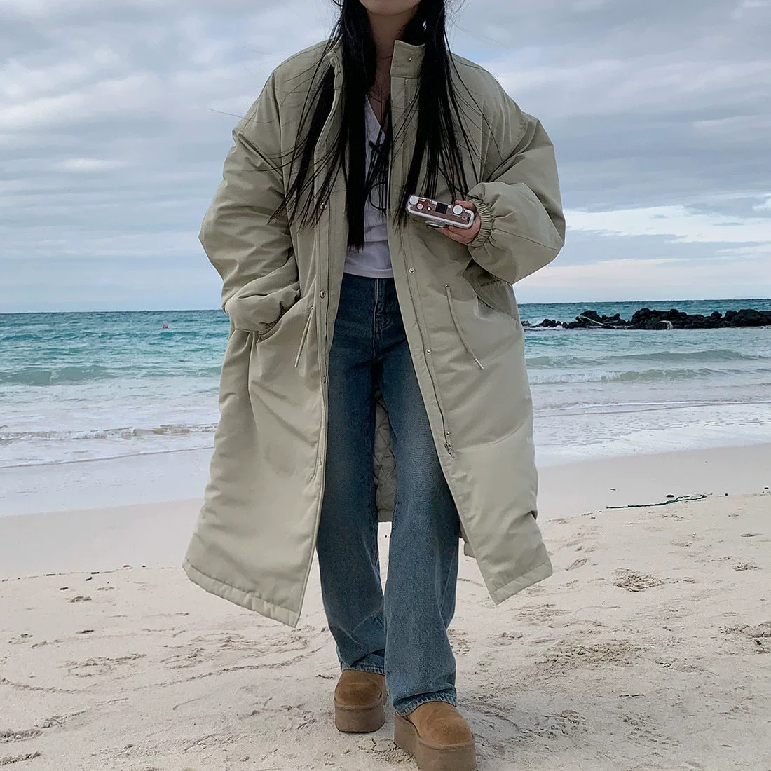 Winter keep warm jacket, Korean style, oversize, drawstring