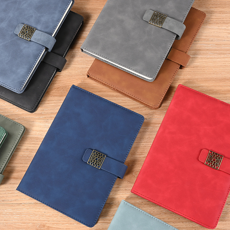 Notebook Customized Pu Leather Business Simple Window Buckle Soft Leather Notepad School Supplies Business Meeting Notebook