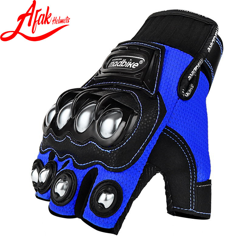 AFAK motocicleta guantes de acero inoxidable Shell engranaje protector motocicleta aleación moda medio dedo guantes