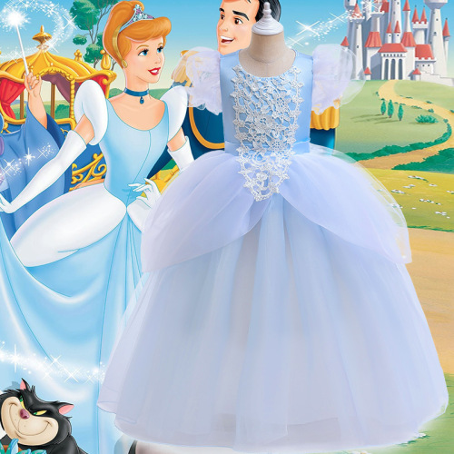 Foreign trade cosplay Cinderella princess dress women children's dress dress waist puffed dress bubble sleeve children's dress