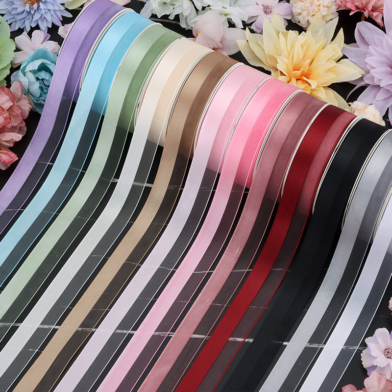 Huaxi medio satén medio satén de seda cinta floral empaque diy regalo cinta floral material de envoltura floral