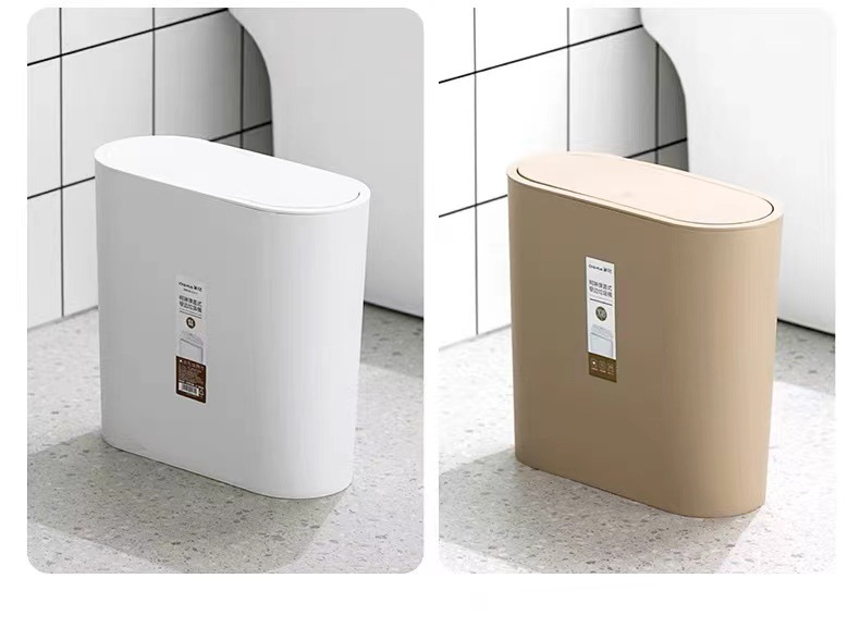 Household Trash Can for Bathroom/Toilet with Lid, Large Capacity, Sanitary Bin for Paper, Gap-Filling Storage Model, Movable