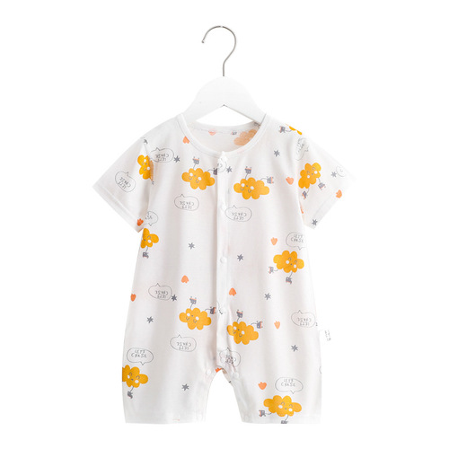 Baby jumpsuits summer short-sleeved men's and women's baby clothes newborn baby clothes summer crawl clothes thin outdoor clothes