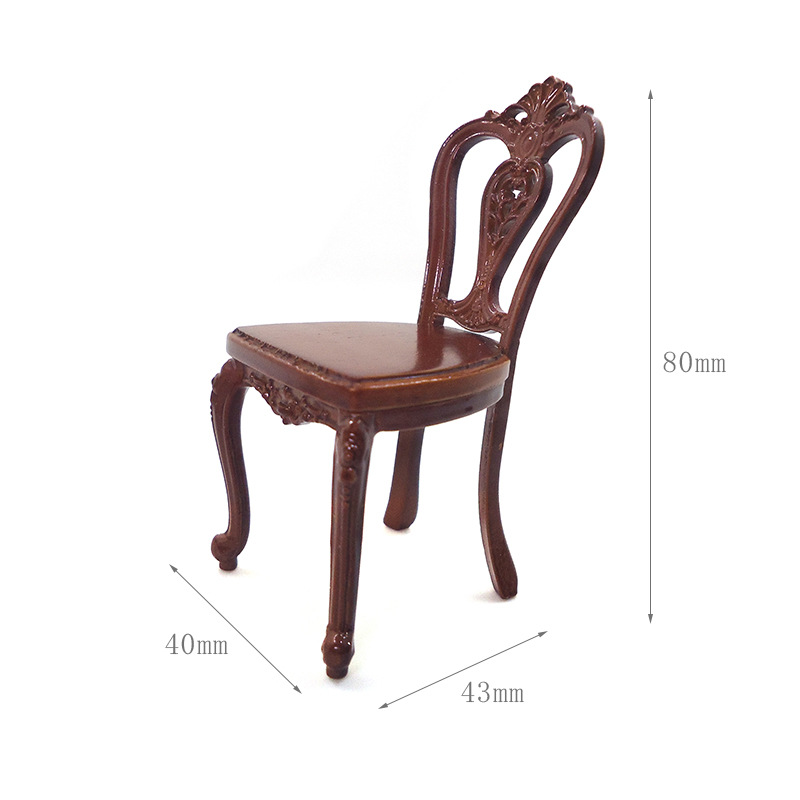 1:12 accesorios de casa de muñecas Dollhouse mini mesa de comedor nostálgica silla europea modelo de mesa simulación escena de la vida